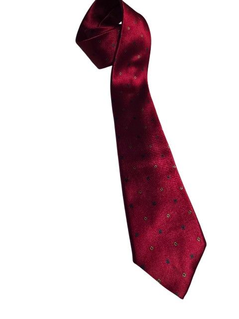 Oscar de la Renta Red and Beige/Grey Diamond Mens Neck Tie