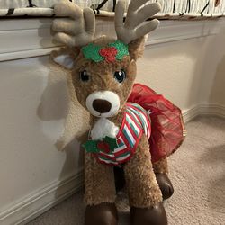 Build-A-Bear Reindeer Stuffed Animal with Christmas Outfit.