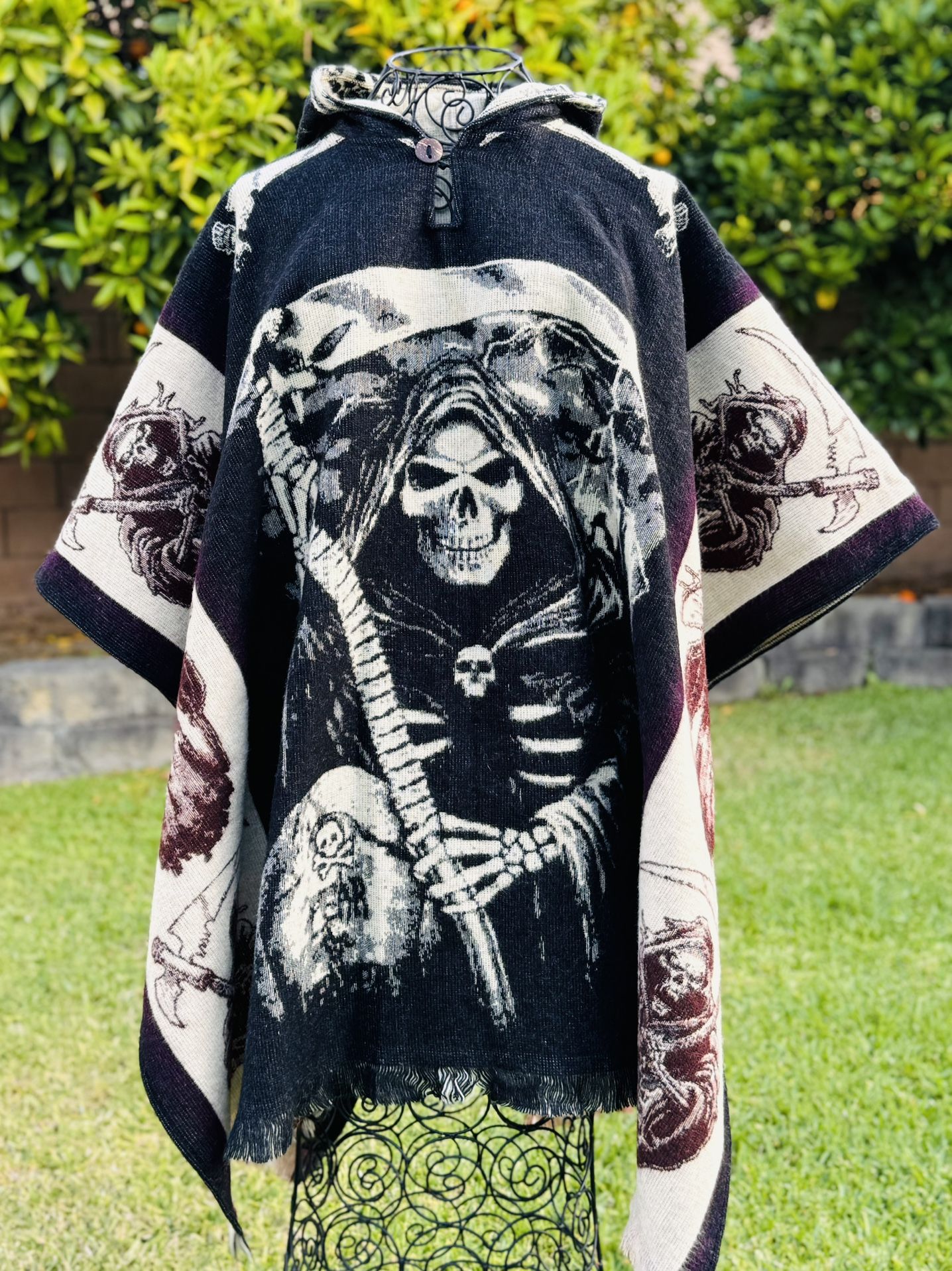 Santa Muerte Alpaca Poncho