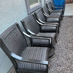 Set of six outdoor wicker patio chair chairs