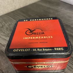 Antique Gevelot Shot Shell Tin Box  Made In Paris France, see Pics)