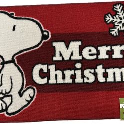 Peanuts Snoopy Christmas Accent Rug Door Mat New 20” X 33”