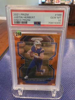 2021 Panini Prizm Justin Herbert Disco Prizm PSA 10