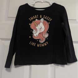 The Children's Place Black Long-Sleeve Unicorn Tee with Pink & Gold Graphic 5T