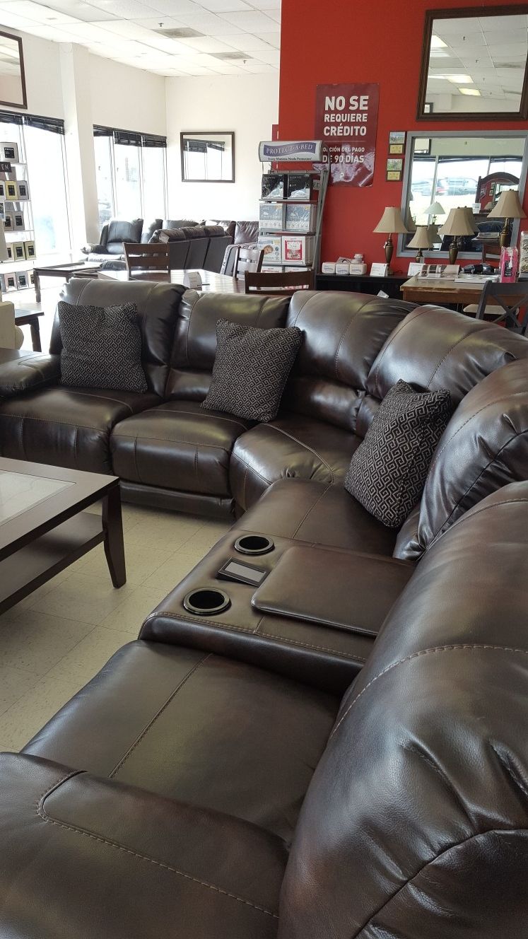 Brand New Leather Power Reclining Sectional