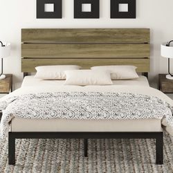 NEW! Full/Queen Light Brown Wooden Headboard Platform Bed + Including Mattress!!! COMBO SALE!!! 