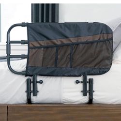 Stander EZ Adjust Bed Rail, Adjustable Senior Bed Rail and Bed Assist Grab Bar for Elderly Adults with Organizer Pouch, Black