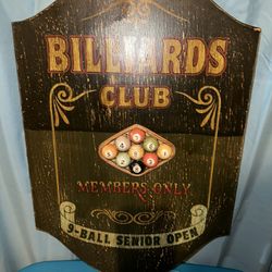 Billiards Wood Hanging Sign