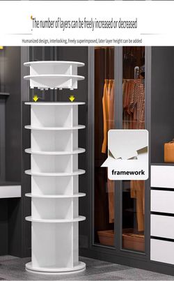 8 Tier Rotating Shoe Rack Tower, Spinning Shoe Display, Shoe Organizer,360 Shoe Rack Storage Round Carousel, Vertical Handbag Rotate Shoes Closet Orga