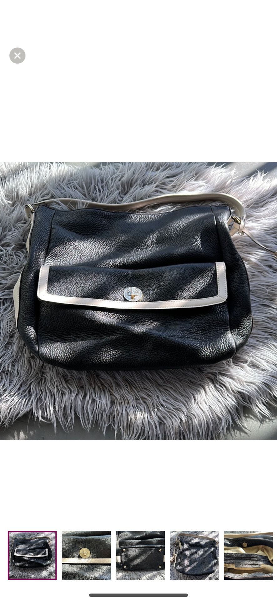 Isaac Mizrahi Black and Cream Hobo Bag