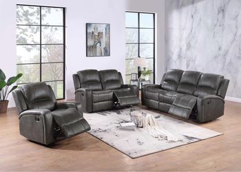 3-Piece Gray Reclining Sofa Set