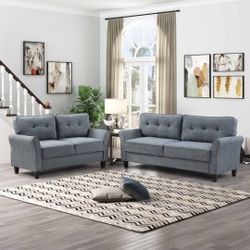 Brand New Grey 2pc Sofa Set (Light or Dark Grey)
