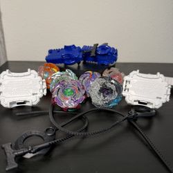 Beyblade Burst Lot – 6 Tops + Launchers + Ripcords (Hasbro 2016 Era)