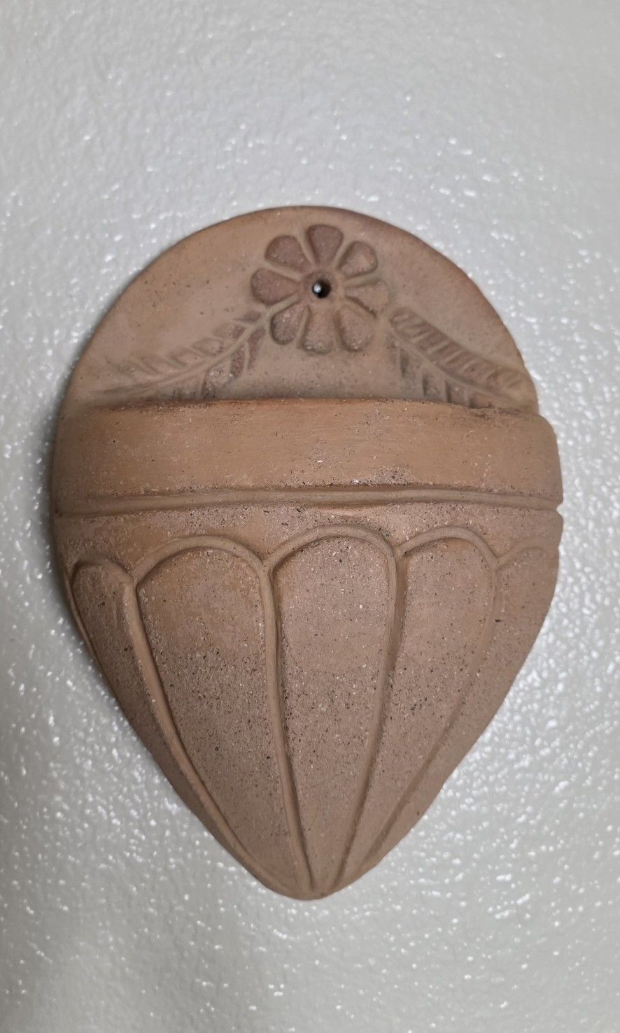 Lovely Vtg Terracotta Wall Pocket Planter, 12"
