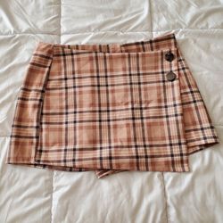 Beige Plaid Skort