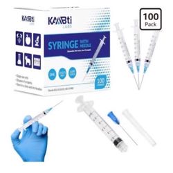 Kaabti Labs 3ML Syringe and Needle Sets, 100 Pack