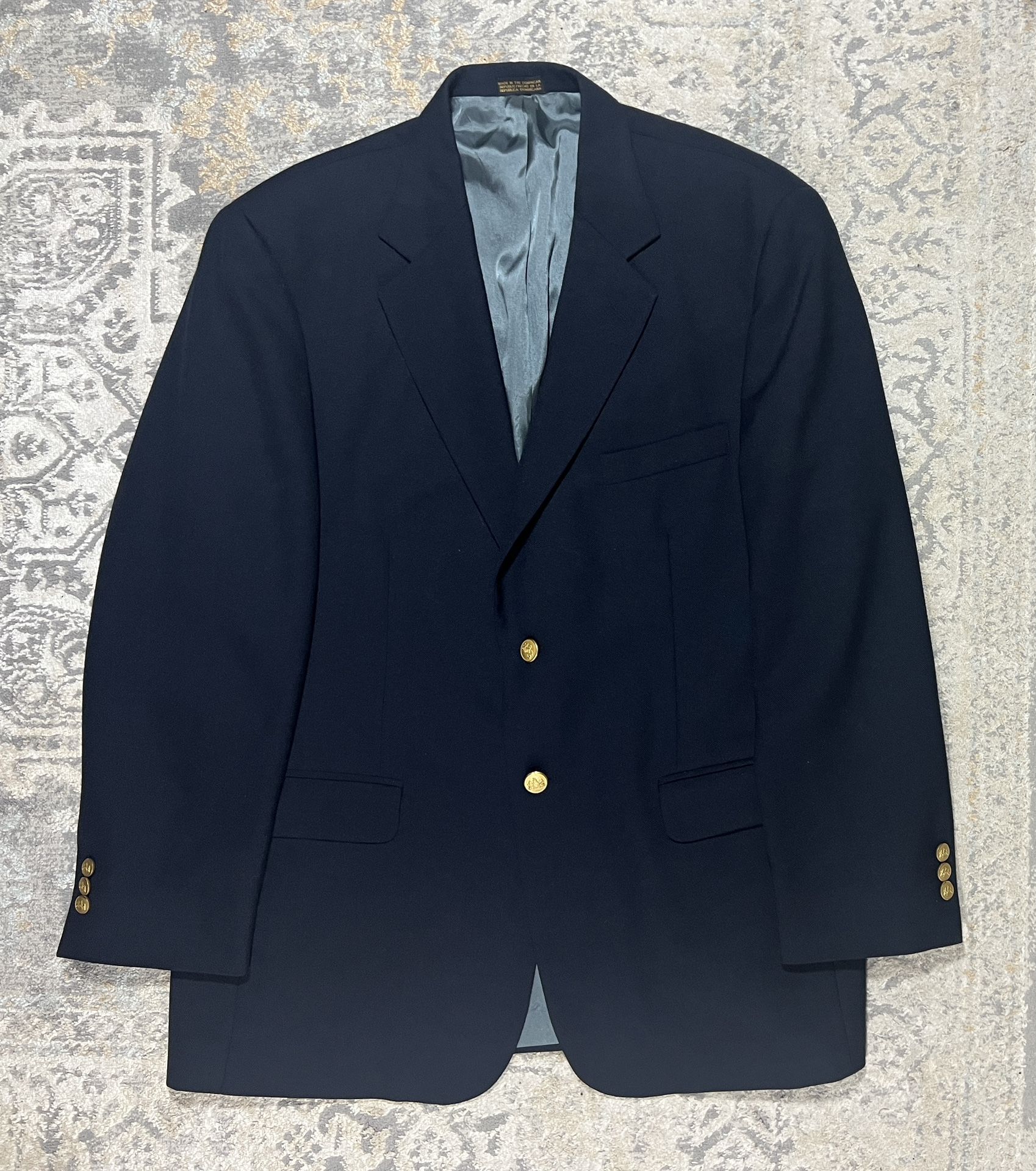 Stafford Men's Navy Blue Two Gold Button Sport Coat Blazer Jacket Size 42R