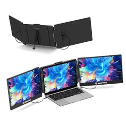 Maxfree Triple Laptop Screen Extender, S2 14" 1080P HD Portable Dual Monitor for 13.3-17″ Laptops, Plug & Play Monitor Extender Compatible with Window