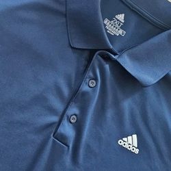 Adidas Men's 2XL Navy Blue Short Sleeved Half Button Front 