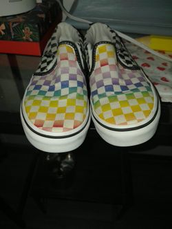 VANS RAINBOW CHECKBOARD MISSY SHOES SLIP ON SIZE 2