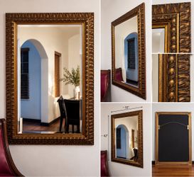 Large Ornate Gold Framed Beveled Wall Mirror