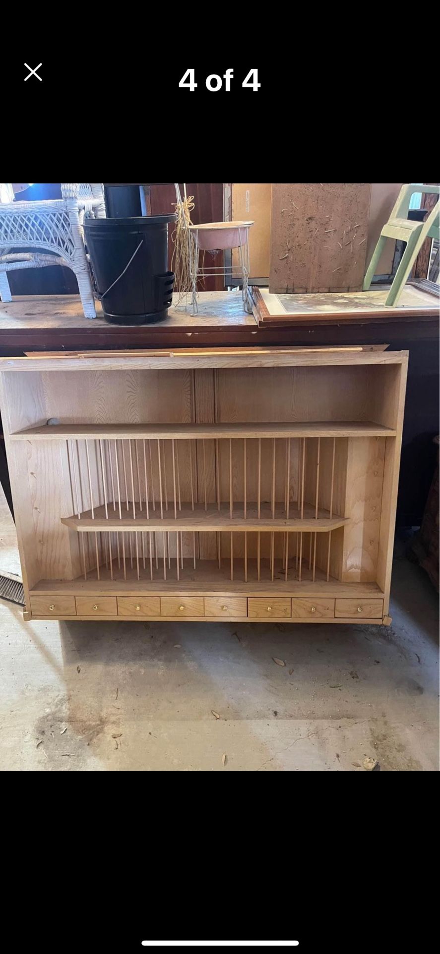Whitewash desk plate holders cabinet