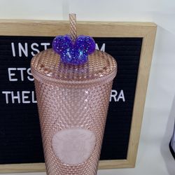 Purple Glitter Minnie Straw Topper