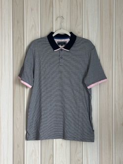 TED BAKER LONDON, Blue Polo, With Pink Trim And Blue Collar DetaiL SIZE M