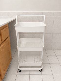 White 3-Tier Rolling Storage Cart