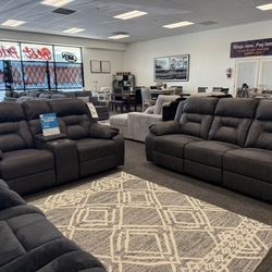 🖤 Dark Gray Elegance – $1,399 🛋️ 2 Pc Sofa & Loveseat Set