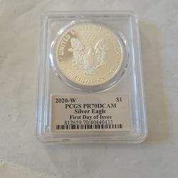 2020 W PCGS PR70DCAM  Silver Eagle First Day Of Isse Signed By Us Mint Master Designer Thomas Cleveland 