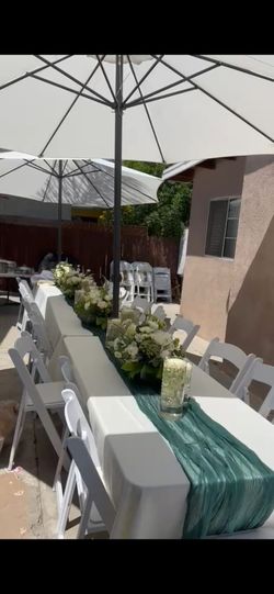 Umbrellas, Chairs, Tables