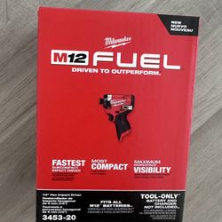 MILWAUKEE M12 FUEL 12V Hex Impact Driver 1/4 inch (Tool-Only). BRAND New