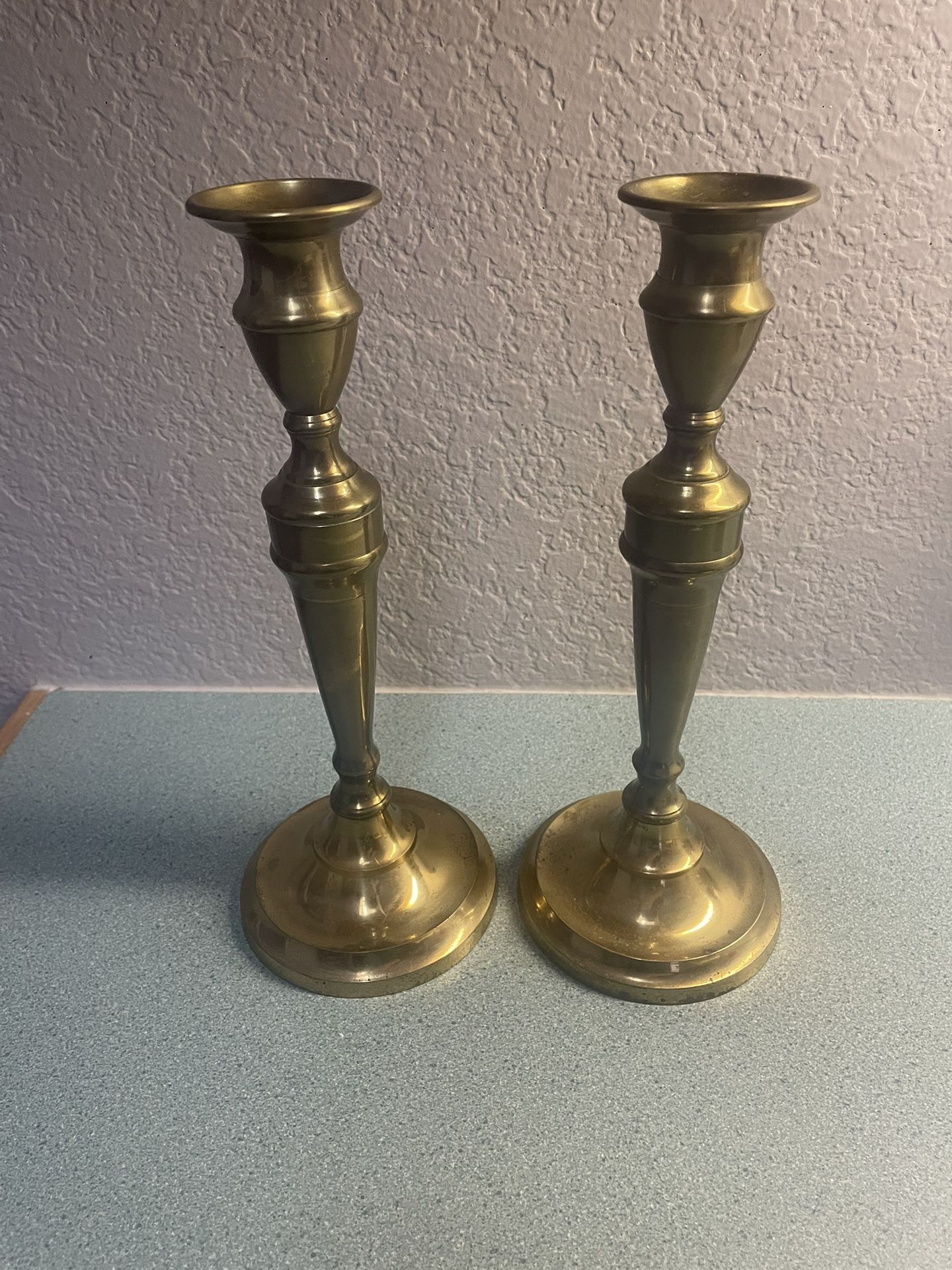 Brass Candlestick Holders Made In Japan 11 3/8” Brass Set Of 2