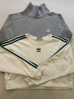Grey & Green Addidas Cropped hoodie