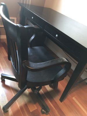 Cost Plus World Market Black Konrad Wood Desk W Chair For Sale In