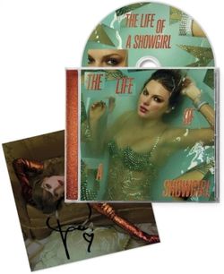 Taylor Swift: The Life of a Showgirl CD + Hand Signed Photo 2