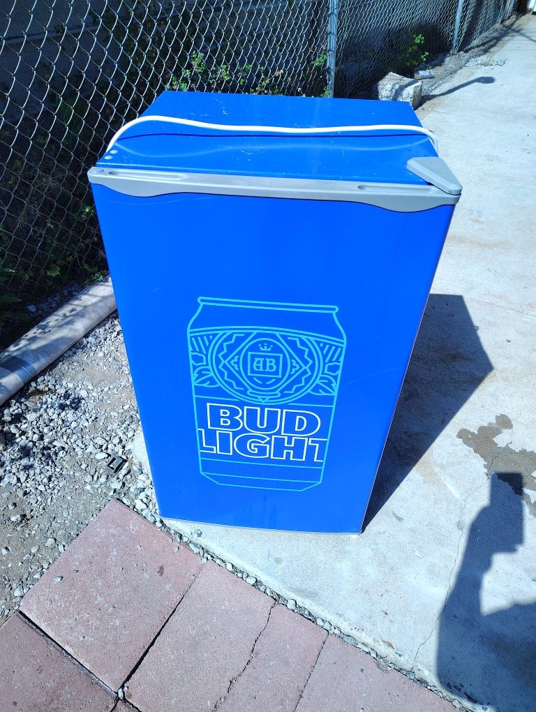 SMALL BLUE BUD LIGHT REFRIGERATOR WITH FREEZER