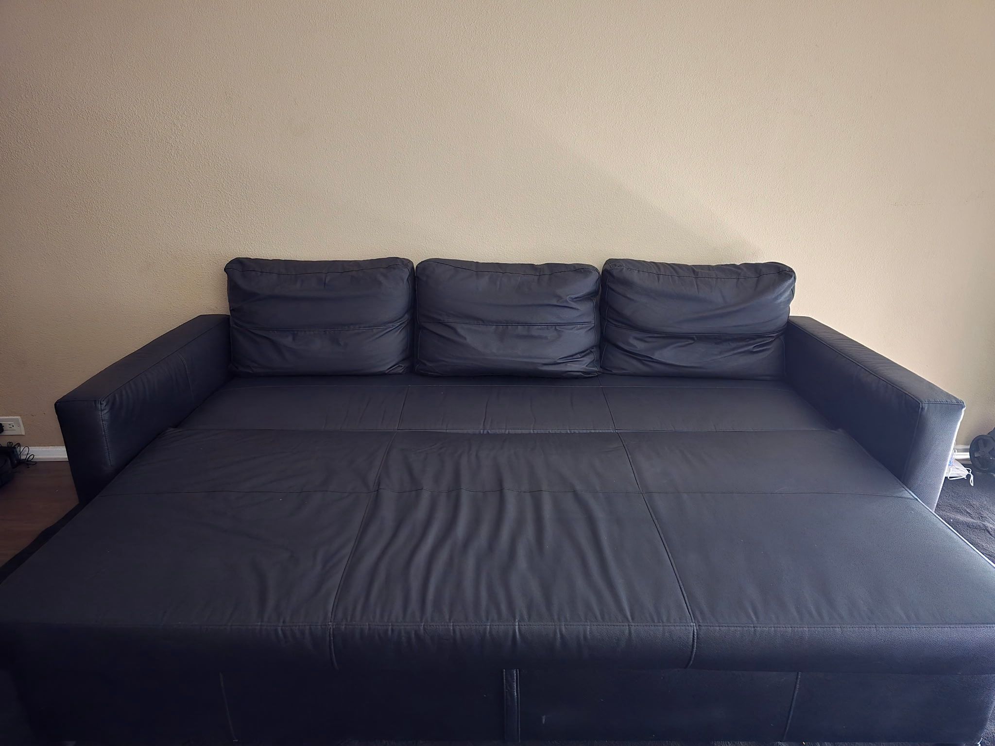 Used Black Leather Faux Sofa Couch Bed