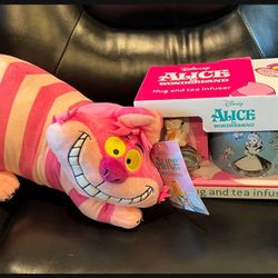 Disney ALICE in WONDERLAND Mug and tea infuser + Cheshire Cat Plush