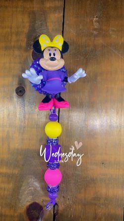 Minnie Mouse Beaded Keychain or Lanyard Charm