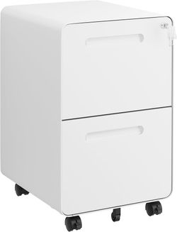 P191 $60 2 Drawer File Cabinet with Lock and 4 Keys, Mobile Metal Filing Cabinet, File Cabinets for Home Office, Under Desk, Pre-Assembly, File Drawe