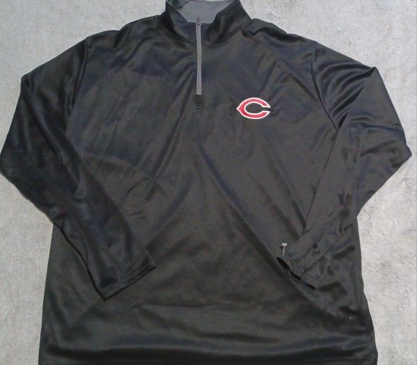 Men's Size 2XLARGE Chicago Cubs Black Red Long Sleeve Running Shirt Dri Fit