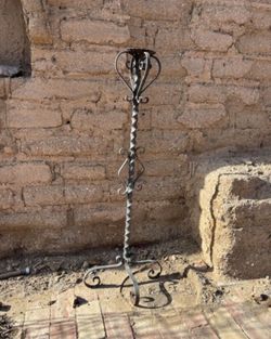 Antique Wrought Iron Candle Holder Tall
