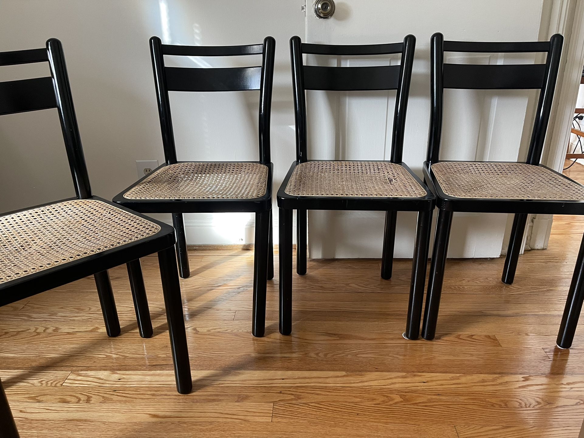 Four Cane Dining Chairs 