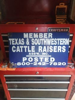 Cattle raisers porcelain sign