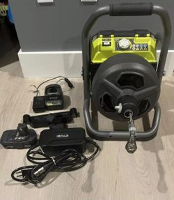 RYOBI 18-Volt Hybrid Drain Auger Kit with 50 ft. Cable, 1.5 Ah Battery P4003K