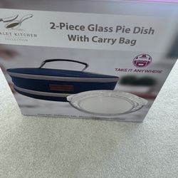 2 piece glass pie dish with bag