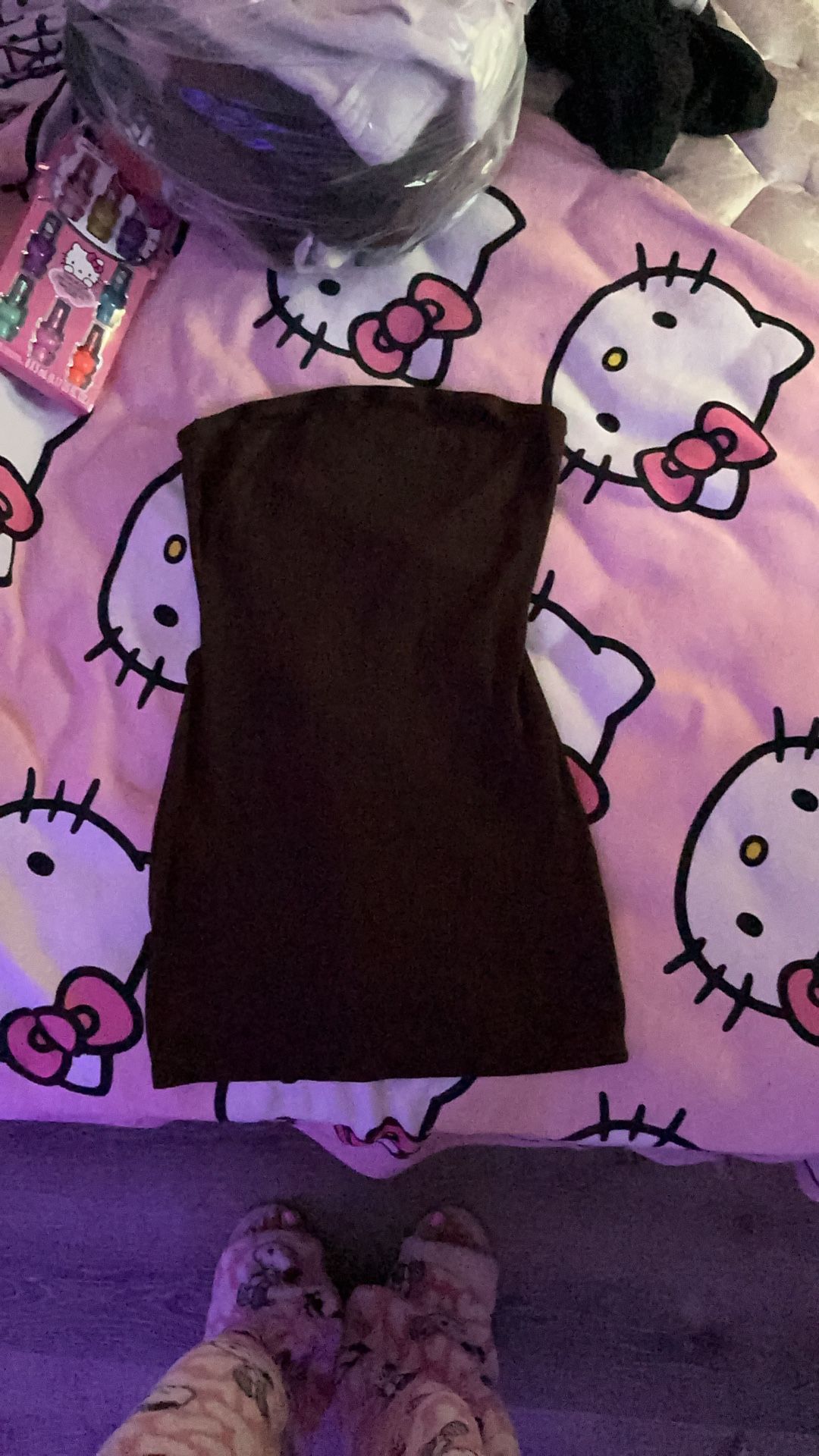Brown Tube Top Dress With Slit In The Back