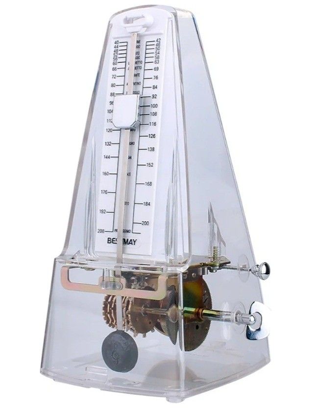 Mechanical Metronome for Piano Violin Guitar Ukulelel Musicians, Transparent White